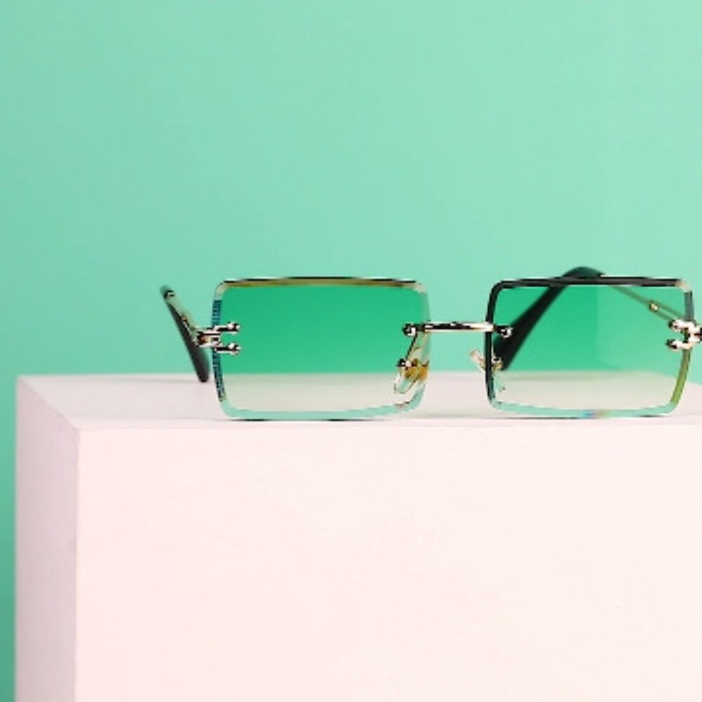 4 Pairs Rimless Rectangle Sunglasses Frameless Sq… - image 8